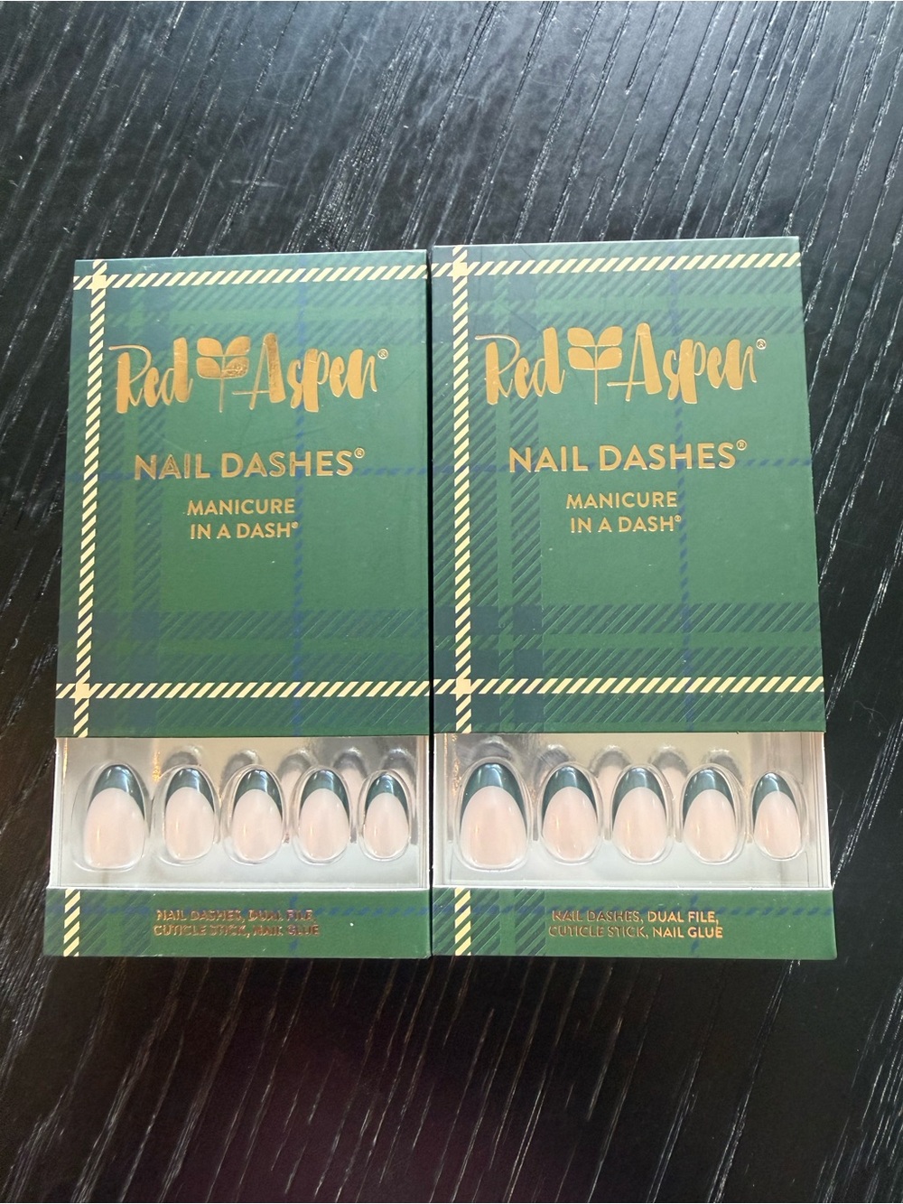Red Aspen Nude French Tip Nail Dashes - 2 Pack/ Bundle